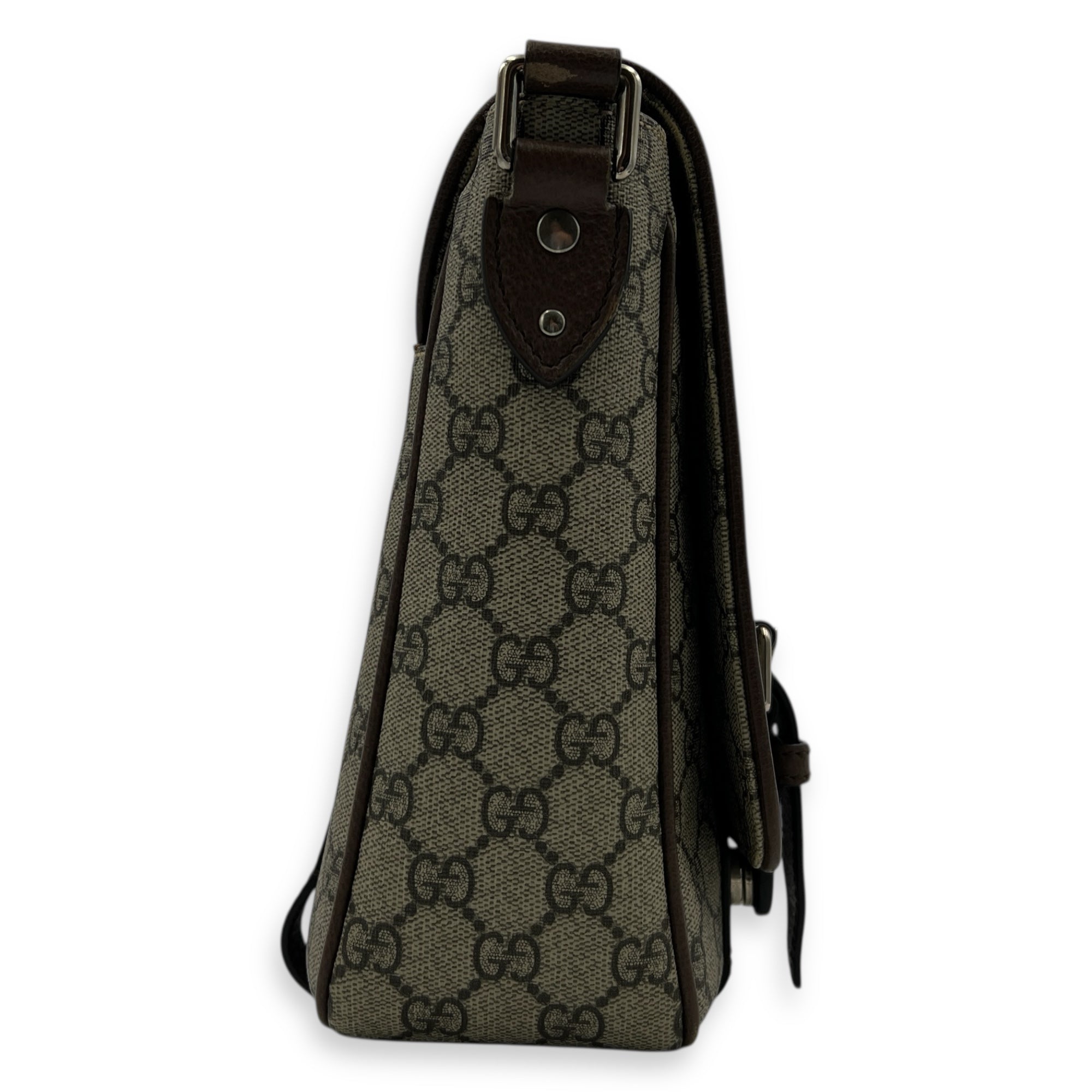 GG Supreme Messenger Brown in Coated Canvas, Silver hardware