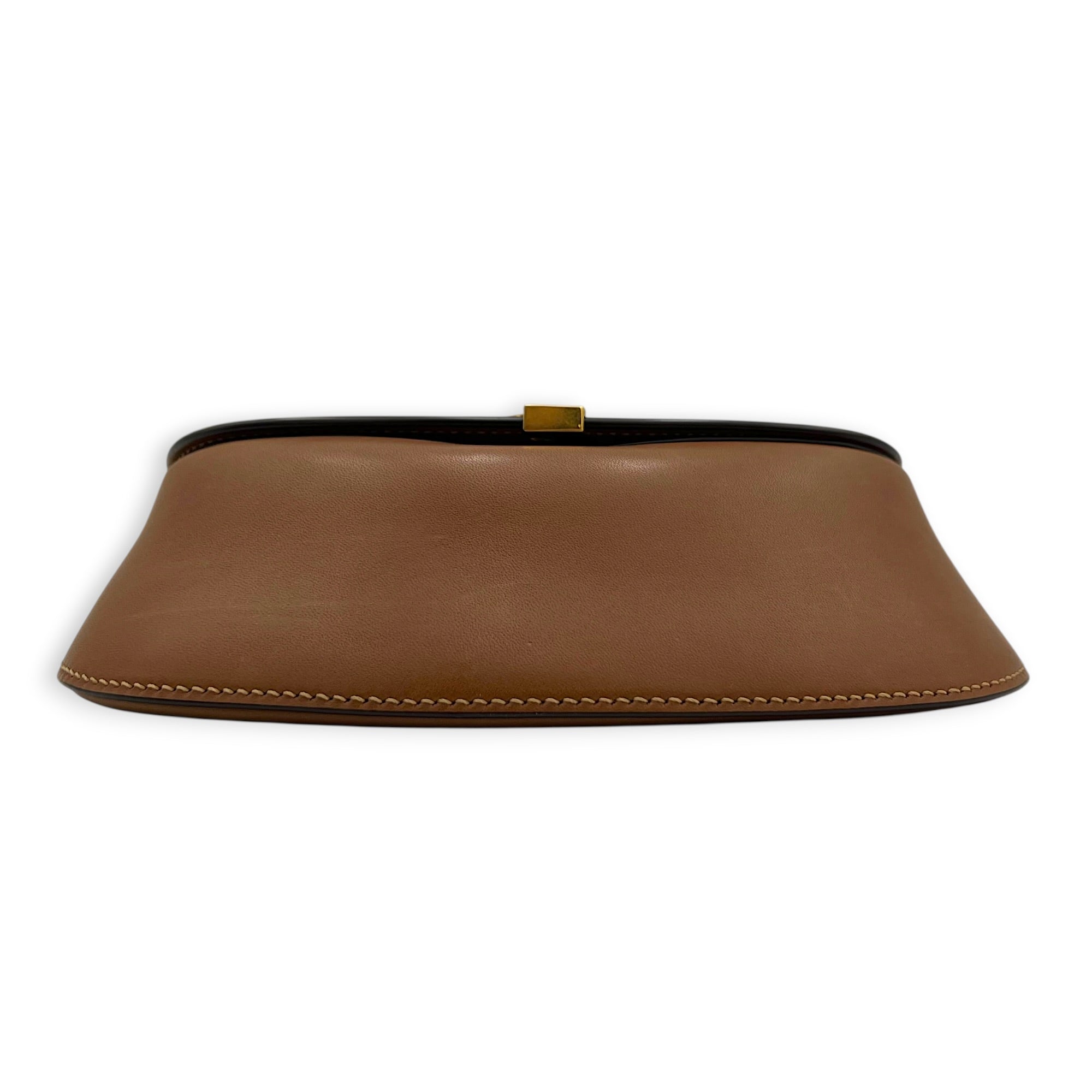 Voltaire Mini Brown Top Handle Bag in Calfskin, Gold hardware