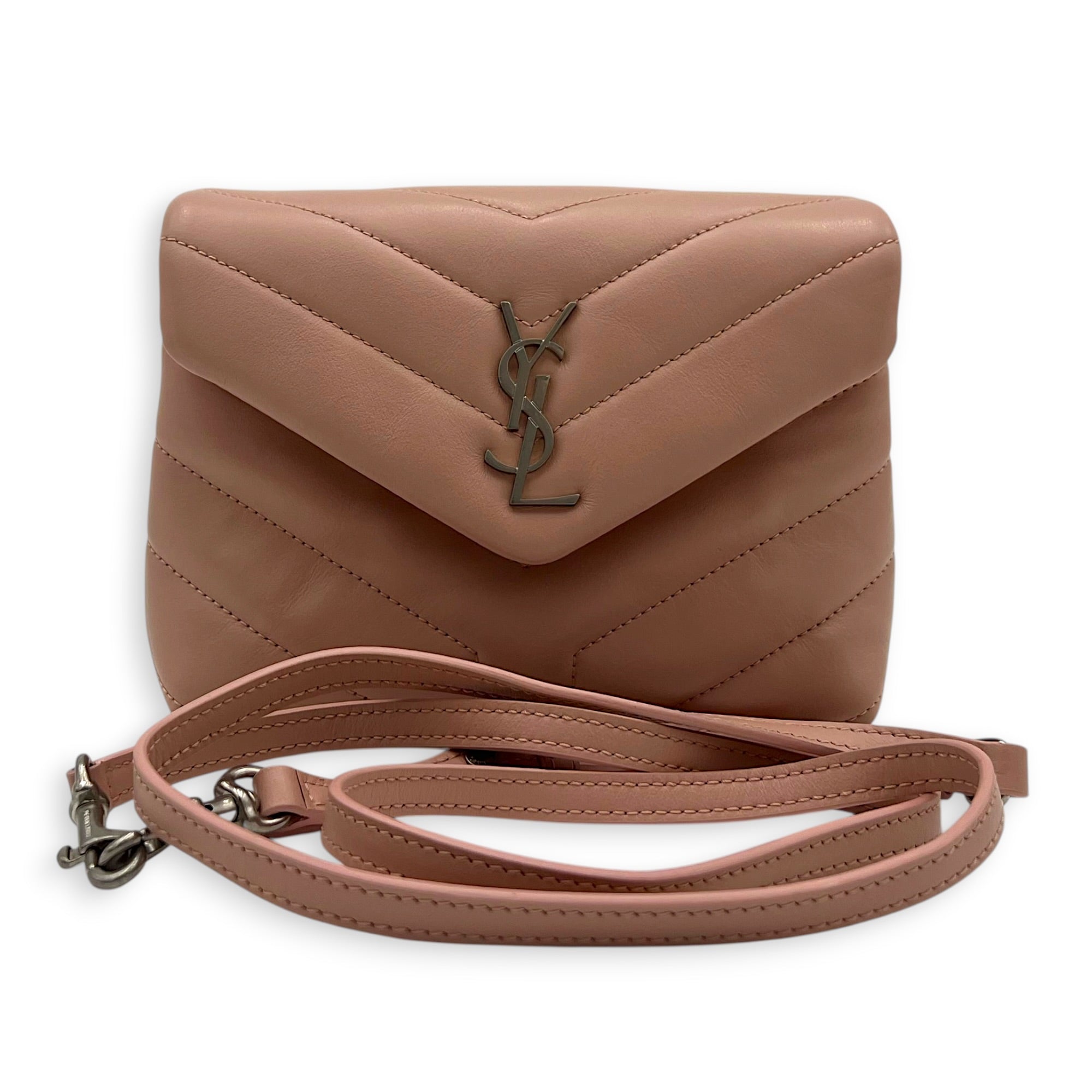 Loulou Toy Pink Shoulder Bag in Calfskin, Silver hardware