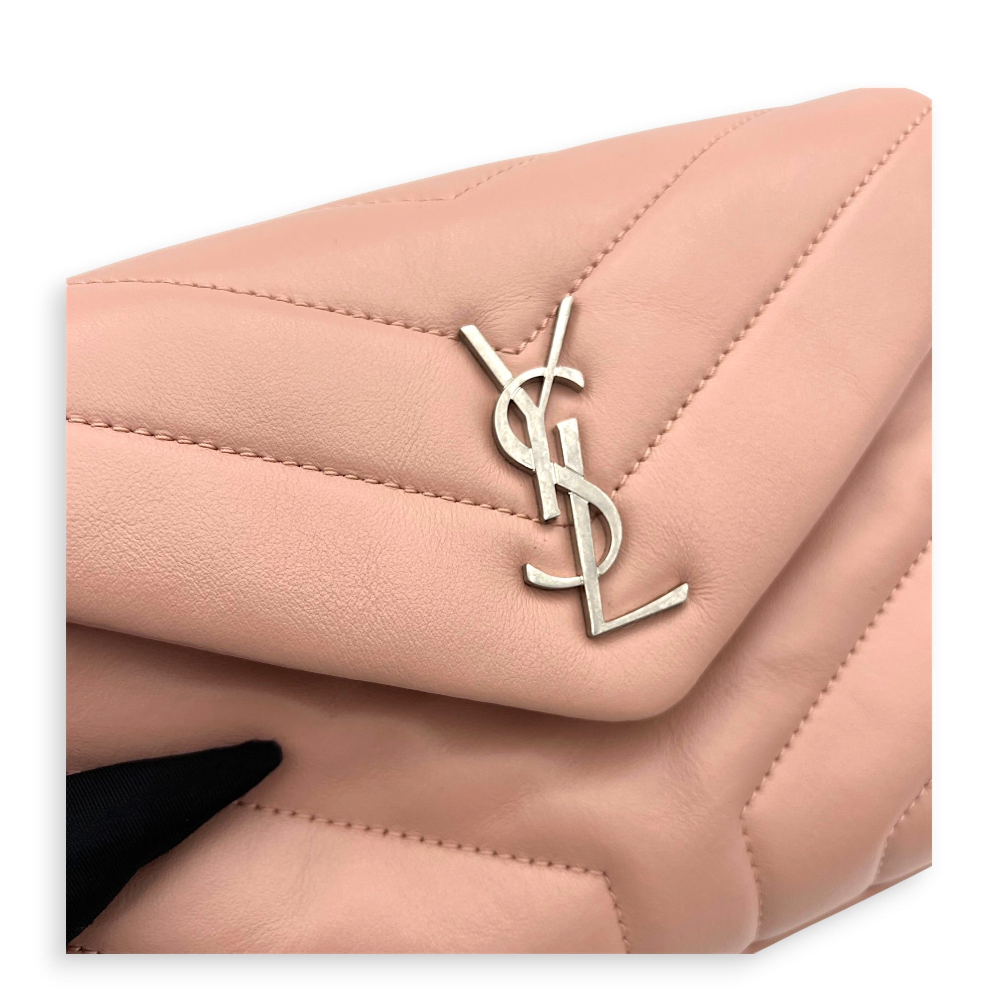 Loulou Toy Pink Shoulder Bag in Calfskin, Silver hardware