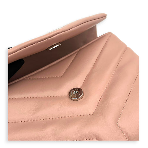 Loulou Toy Pink Shoulder Bag in Calfskin, Silver hardware