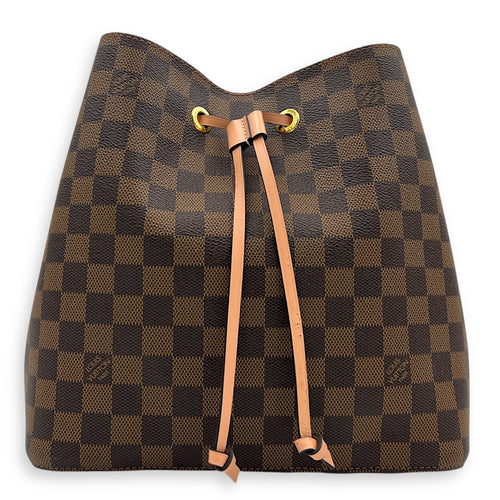 NeoNoe Bucket Bag MM Brown in Coated Canvas, Gold hardware