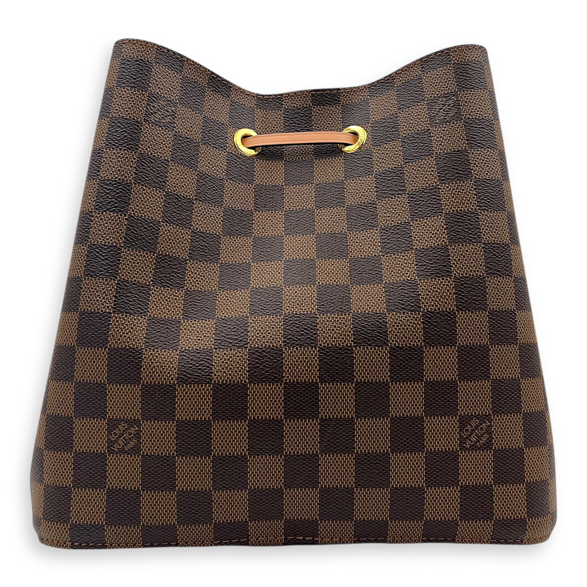 NeoNoe Bucket Bag MM Brown in Coated Canvas, Gold hardware