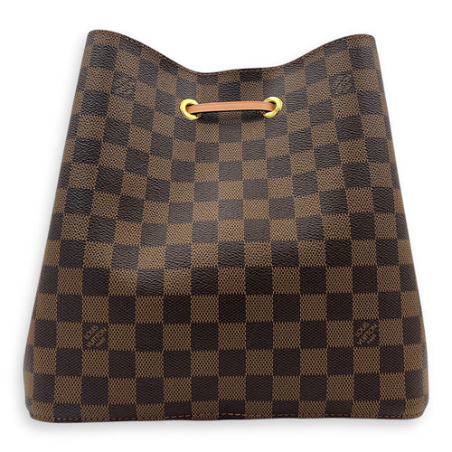 NeoNoe Bucket Bag MM Brown in Coated Canvas, Gold hardware