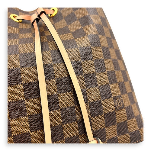 NeoNoe Bucket Bag MM Brown in Coated Canvas, Gold hardware