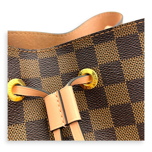 NeoNoe Bucket Bag MM Brown in Coated Canvas, Gold hardware