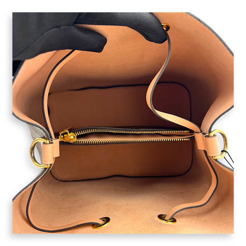 NeoNoe Bucket Bag MM Brown in Coated Canvas, Gold hardware