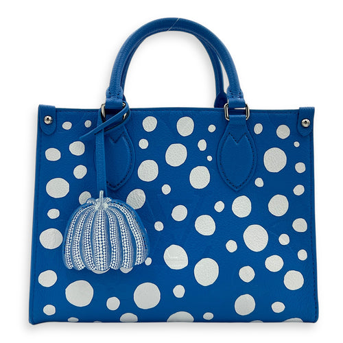 OnTheGo Top Handle Bag Blue in Calfskin, Silver hardware