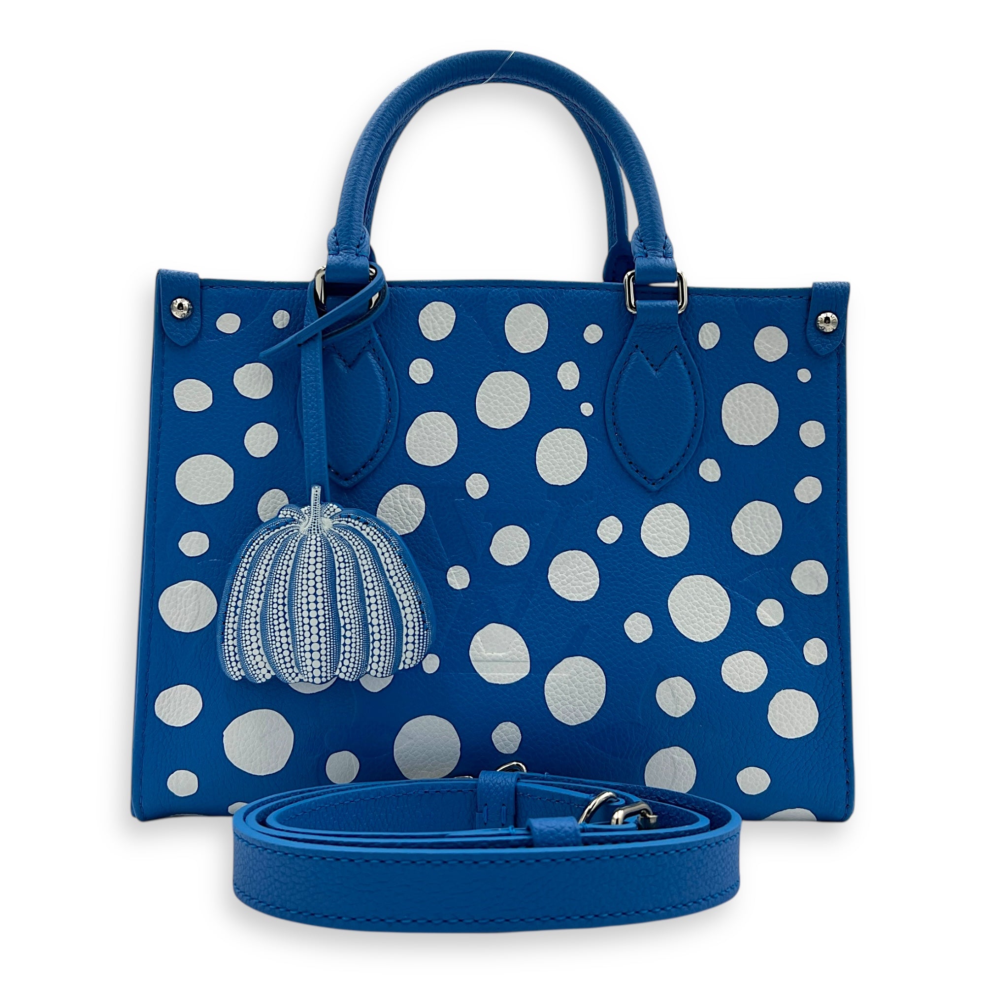 OnTheGo Top Handle Bag Blue in Calfskin, Silver hardware