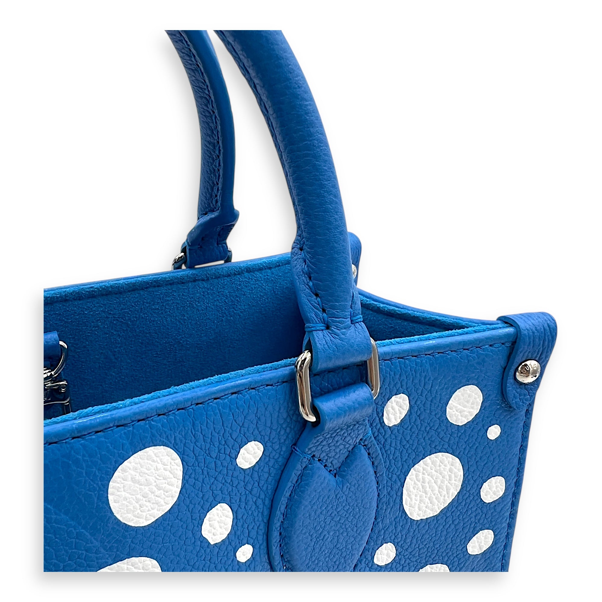 OnTheGo Top Handle Bag Blue in Calfskin, Silver hardware