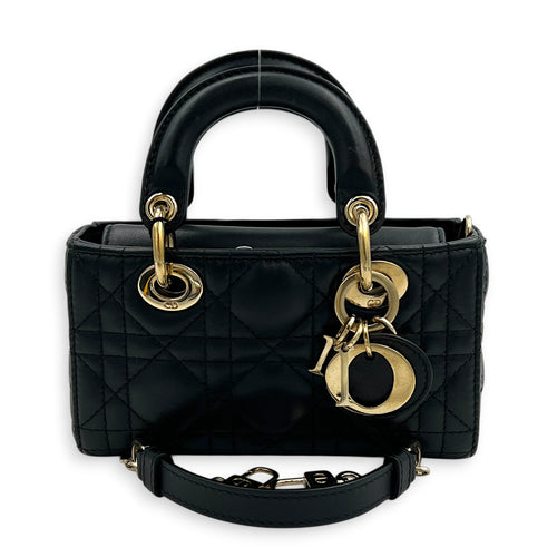 Lady D-Joy Top Handle Bag Micro Black in Lambskin, Gold hardware