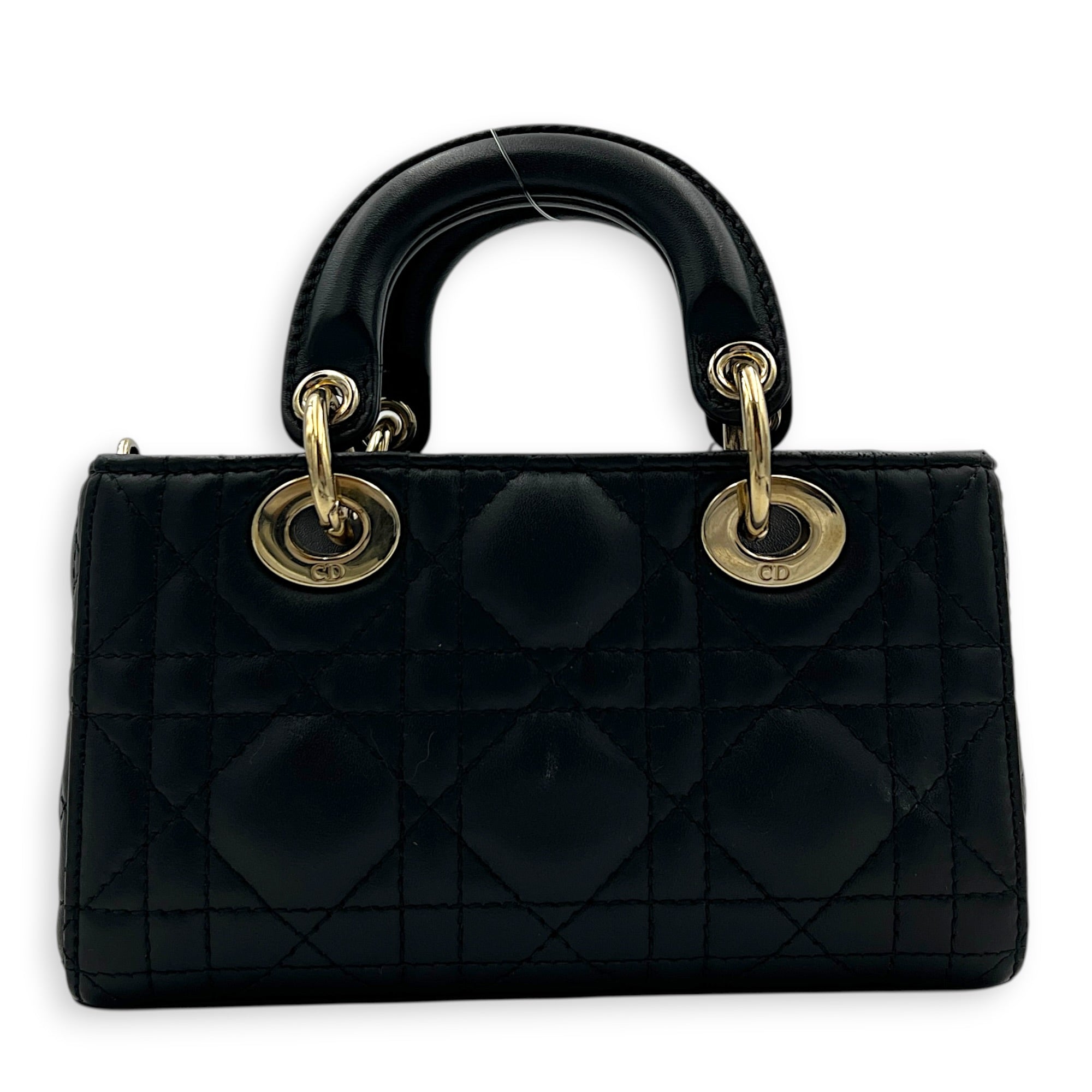 Lady D-Joy Top Handle Bag Micro Black in Lambskin, Gold hardware