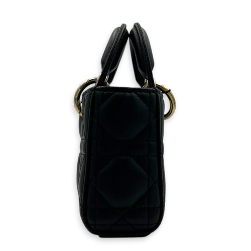 Lady D-Joy Top Handle Bag Micro Black in Lambskin, Gold hardware