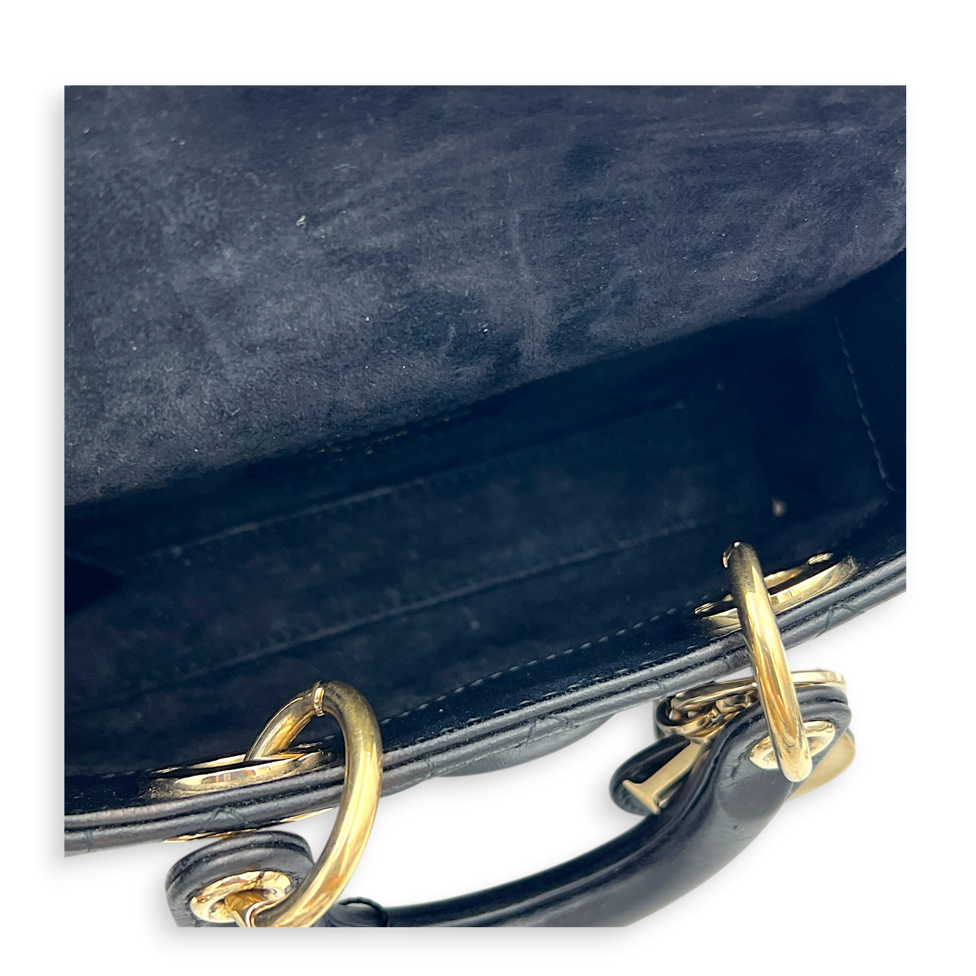 Lady D-Joy Top Handle Bag Micro Black in Lambskin, Gold hardware