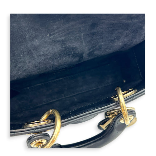 Lady D-Joy Top Handle Bag Micro Black in Lambskin, Gold hardware
