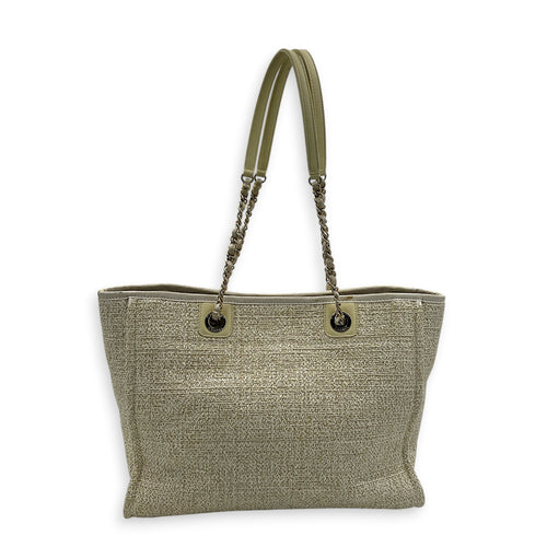 Deauville Tote Bag White in Canvas, Gold hardware