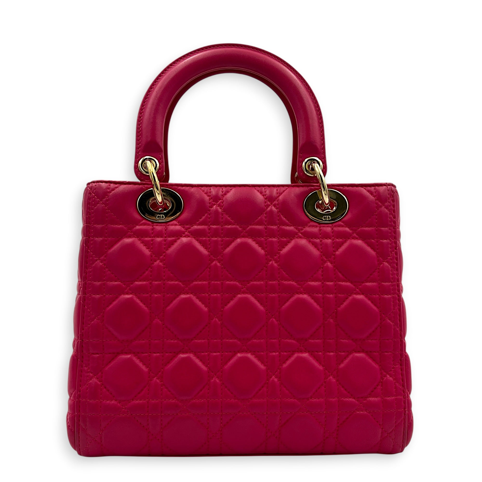 Lady Dior Top Handle Bag Pink in Lambskin, Gold hardware