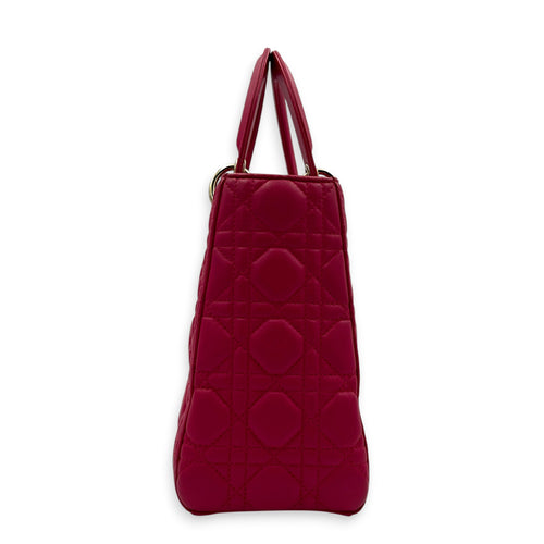 Lady Dior Top Handle Bag Pink in Lambskin, Gold hardware