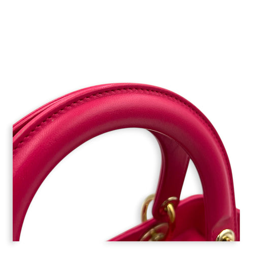 Lady Dior Top Handle Bag Pink in Lambskin, Gold hardware