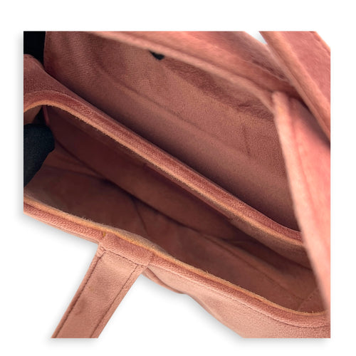 Saddle Shoulder Bag Pink in Velvet, Gold hardware