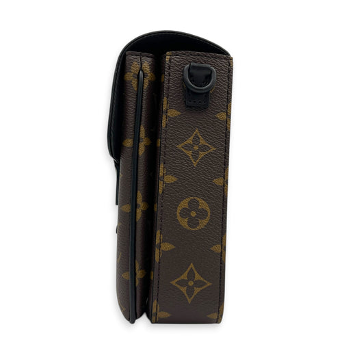 S-lock VERTICAL WEARABLE WALLET Shoulder Bag Brown in Monogram Coated Canvas, Black hardware