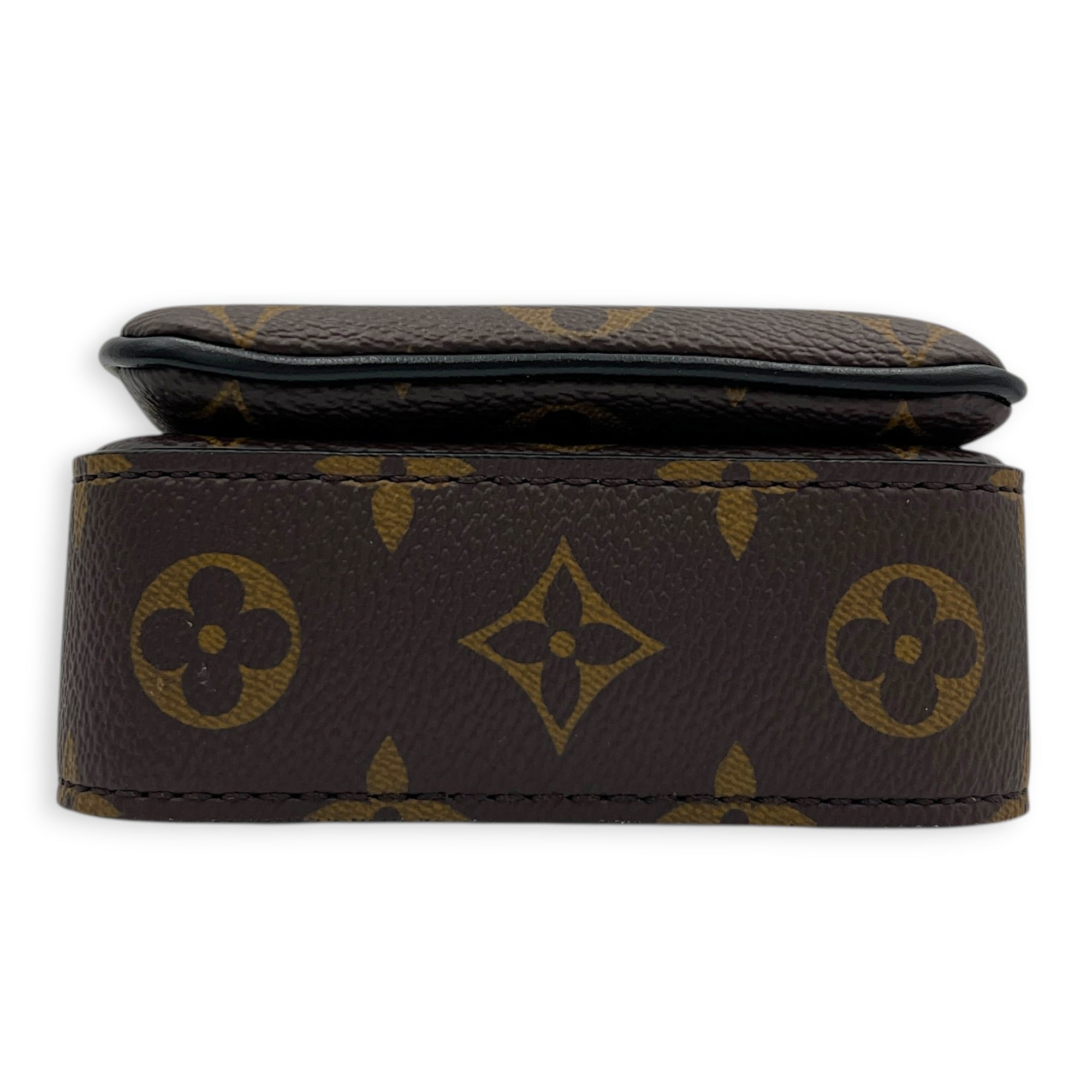 S-lock VERTICAL WEARABLE WALLET Shoulder Bag Brown in Monogram Coated Canvas, Black hardware