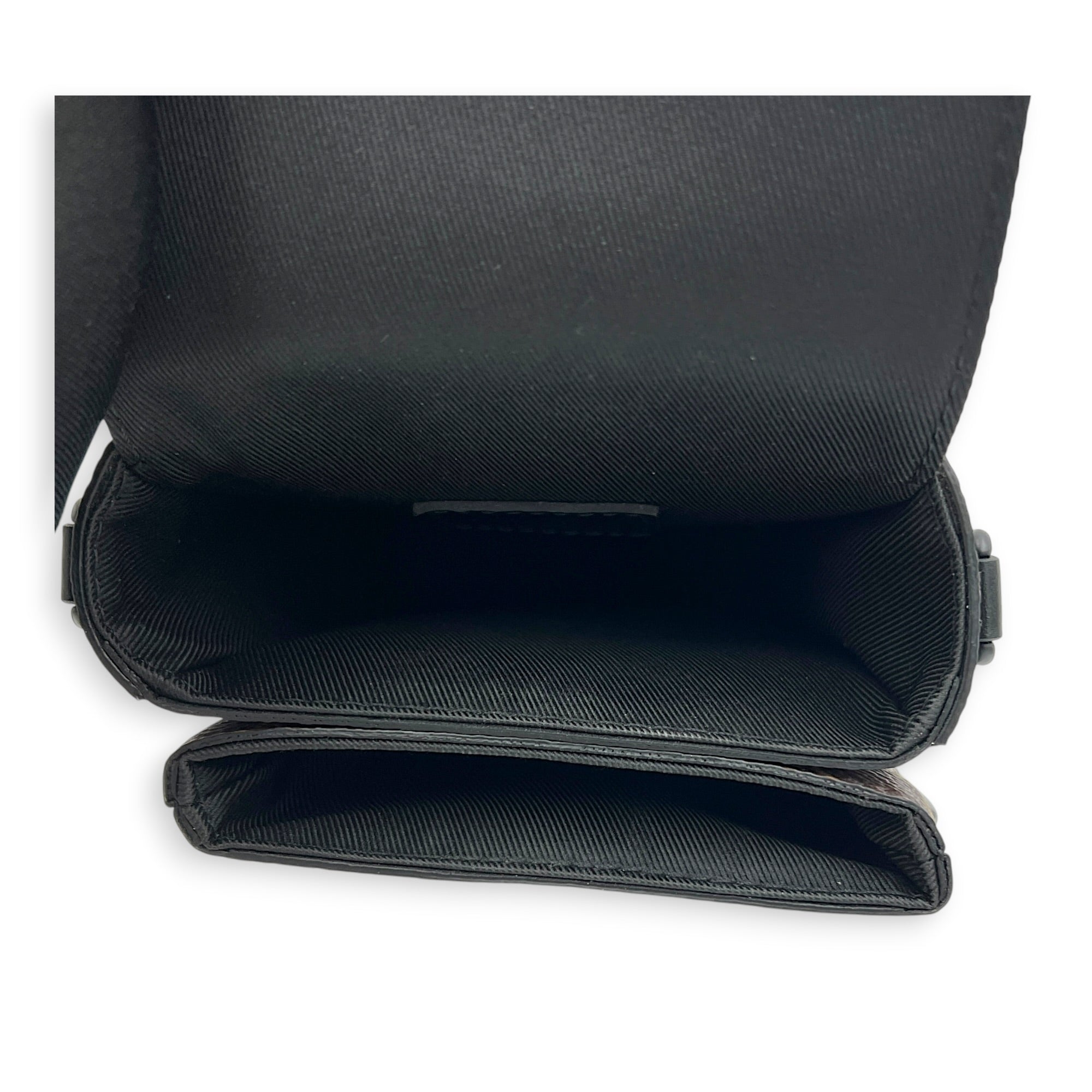 S-lock VERTICAL WEARABLE WALLET Shoulder Bag Brown in Monogram Coated Canvas, Black hardware