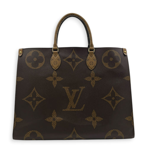 OnTheGo Tote Bag GM Brown in Monogram Coated Canvas, Gold hardware