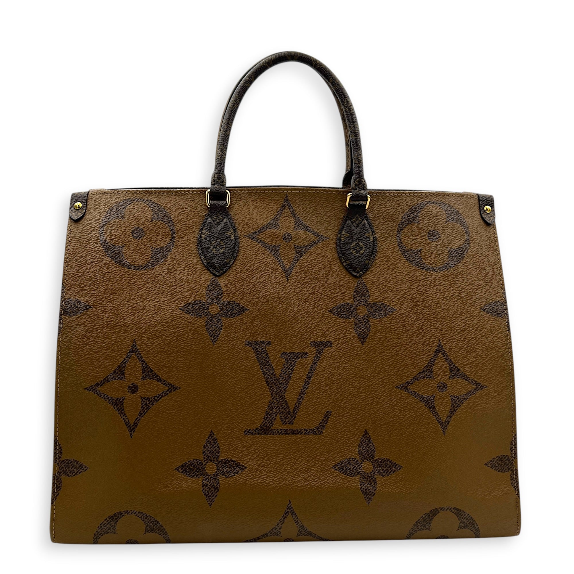 OnTheGo Tote Bag GM Brown in Monogram Coated Canvas, Gold hardware