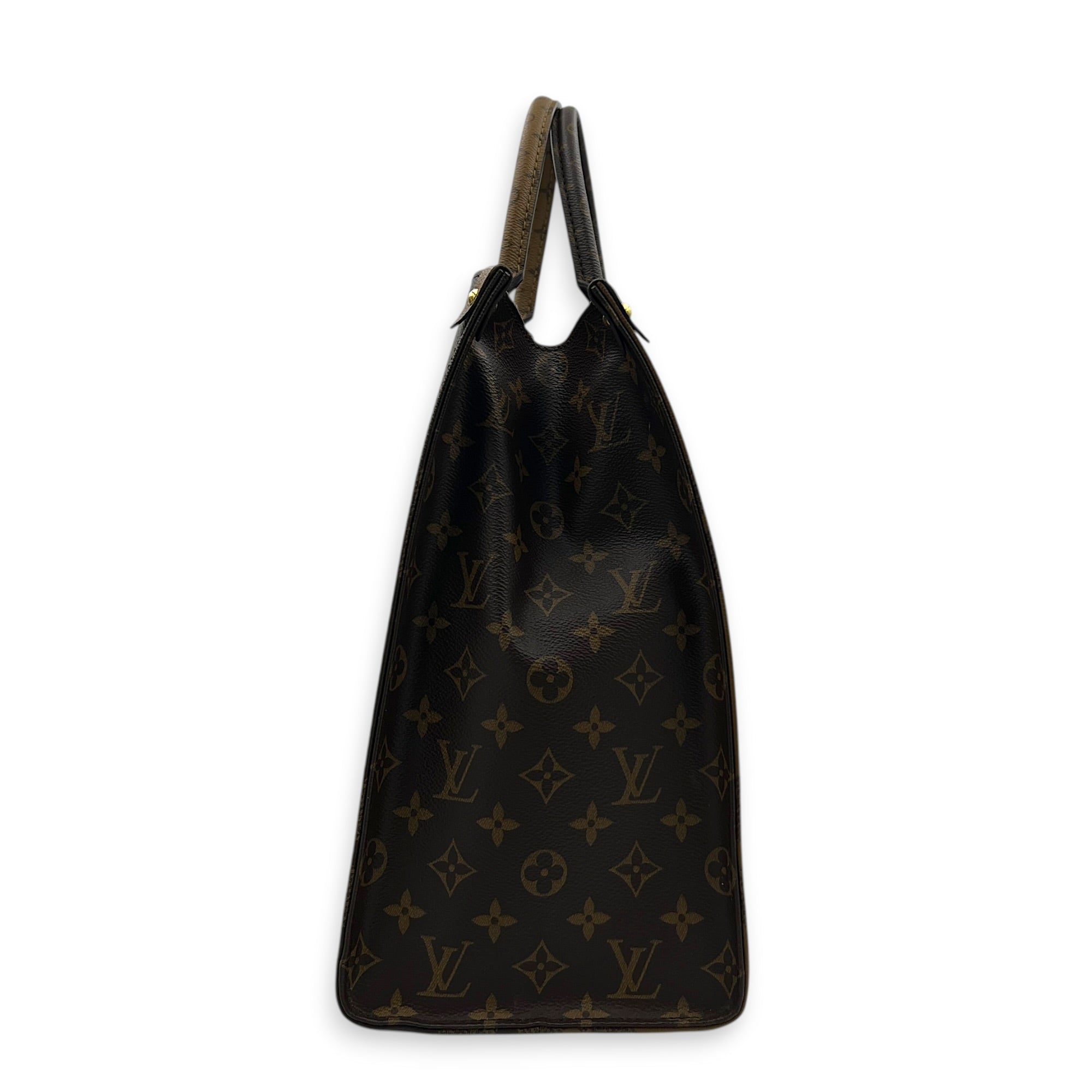 OnTheGo Tote Bag GM Brown in Monogram Coated Canvas, Gold hardware