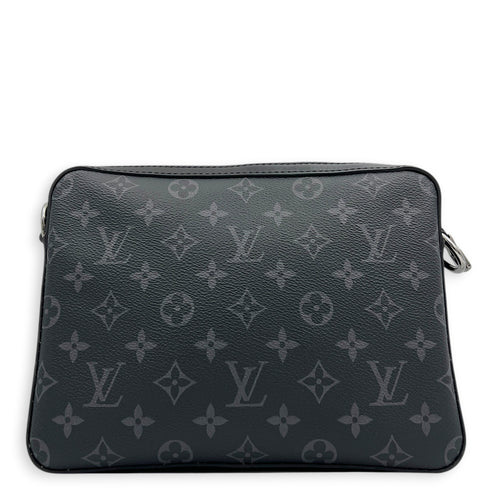 Trio Messenger Black in Monogram Coated Canvas, Silver hardware