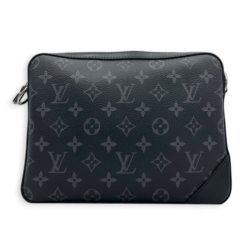Trio Messenger Black in Monogram Coated Canvas, Silver hardware