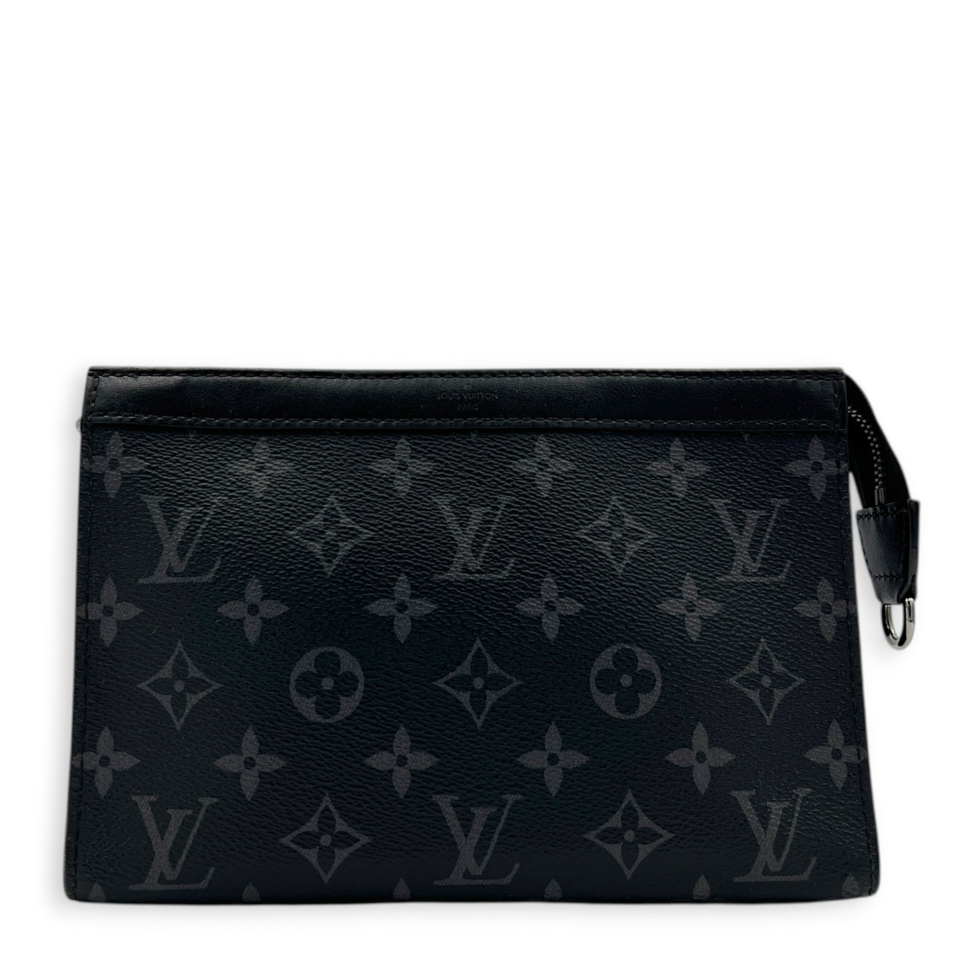 Gaston Wearable Wallet Shoulder Bag Black in Monogram Coated Canvas, Silver hardware