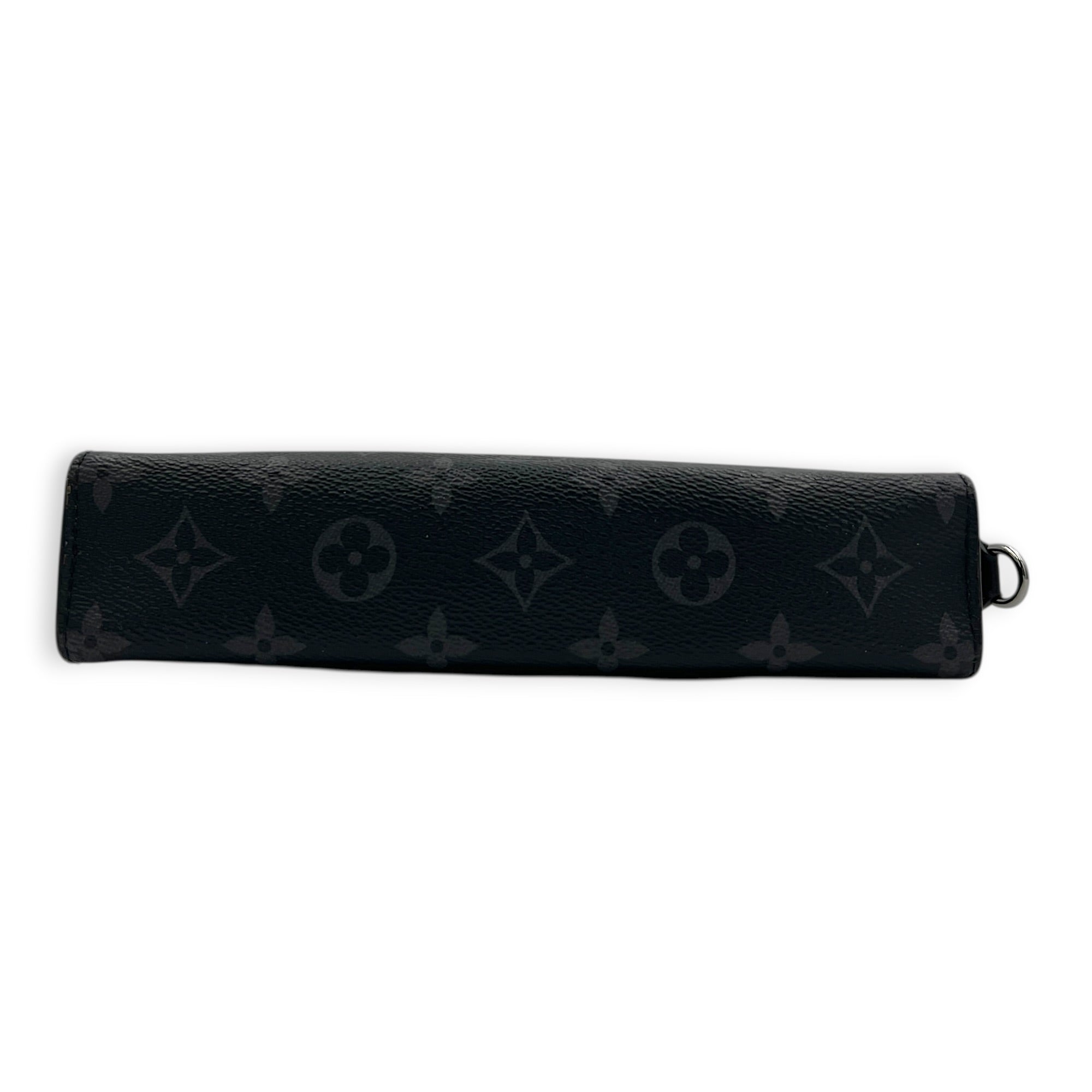 Gaston Wearable Wallet Shoulder Bag Black in Monogram Coated Canvas, Silver hardware