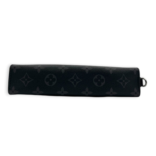 Gaston Wearable Wallet Shoulder Bag Black in Monogram Coated Canvas, Silver hardware