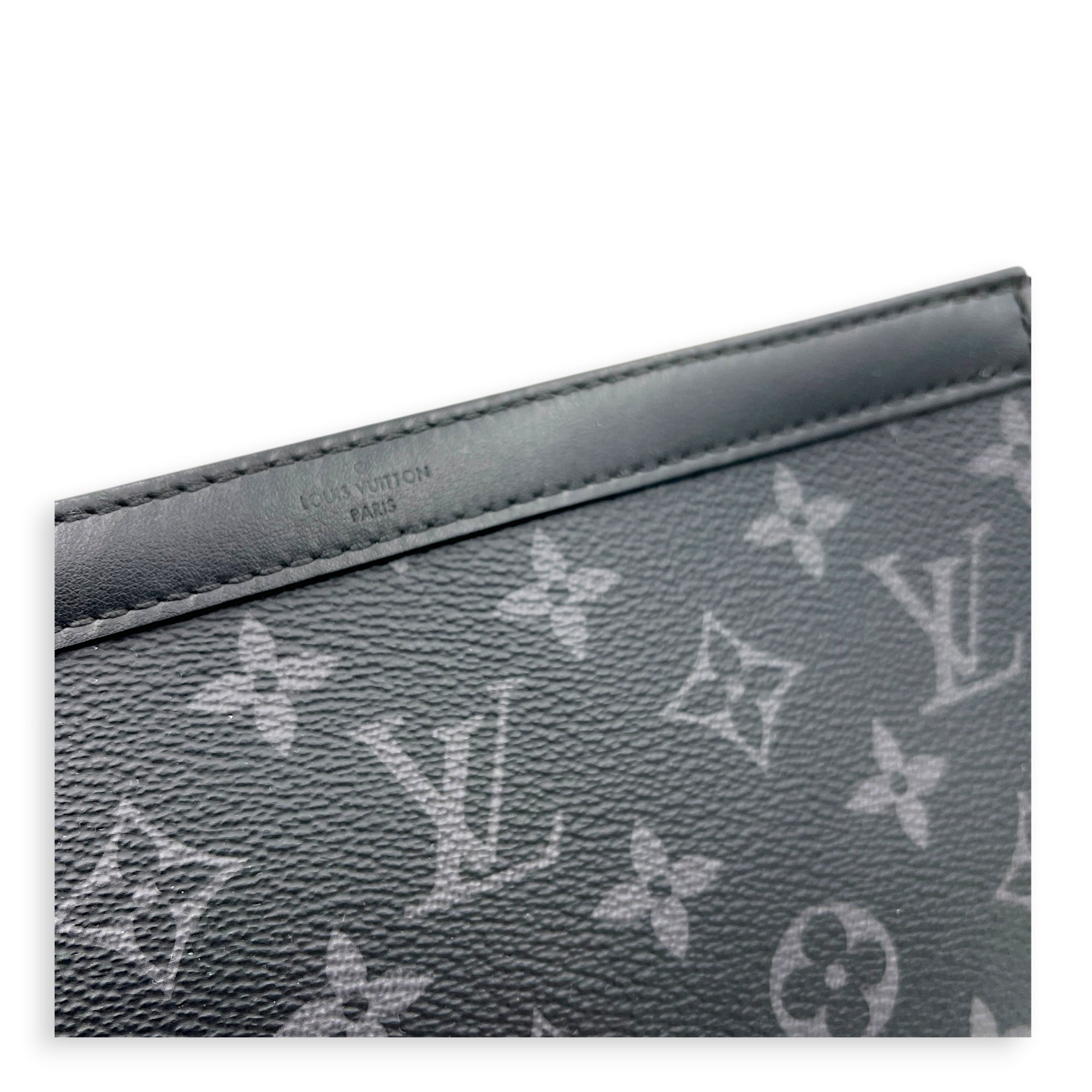 Gaston Wearable Wallet Shoulder Bag Black in Monogram Coated Canvas, Silver hardware