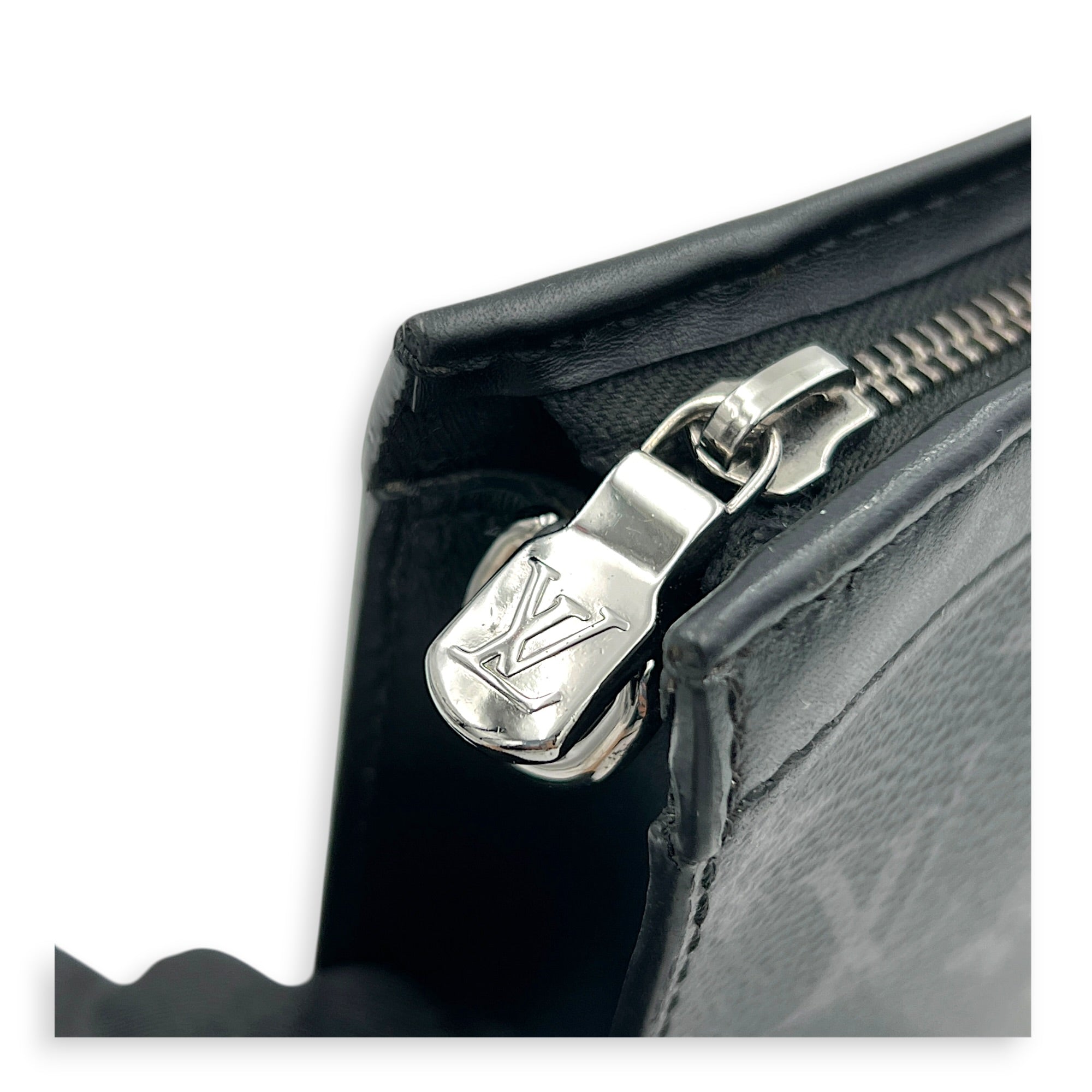 Gaston Wearable Wallet Shoulder Bag Black in Monogram Coated Canvas, Silver hardware