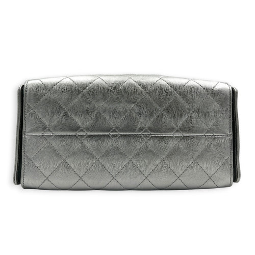 C25 Hobo Shoulder Bag Small Silver in Caviar Leather, Gold hardware