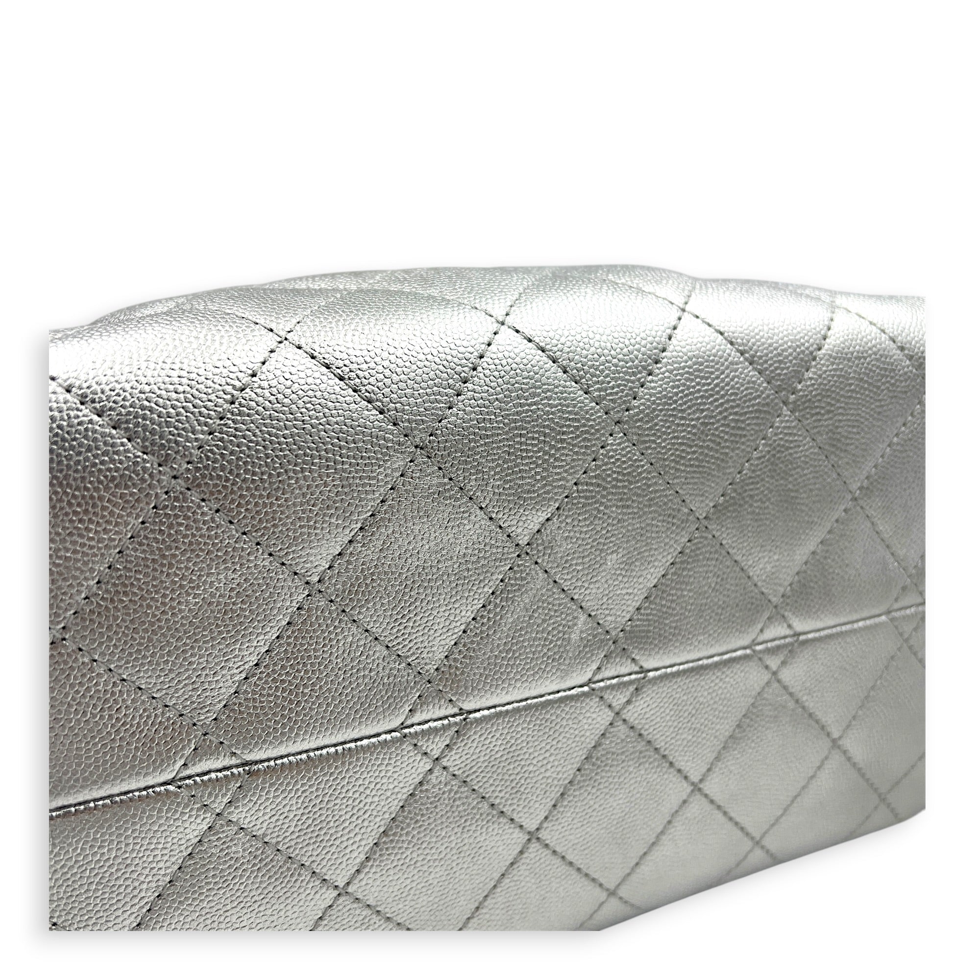 C25 Hobo Shoulder Bag Small Silver in Caviar Leather, Gold hardware