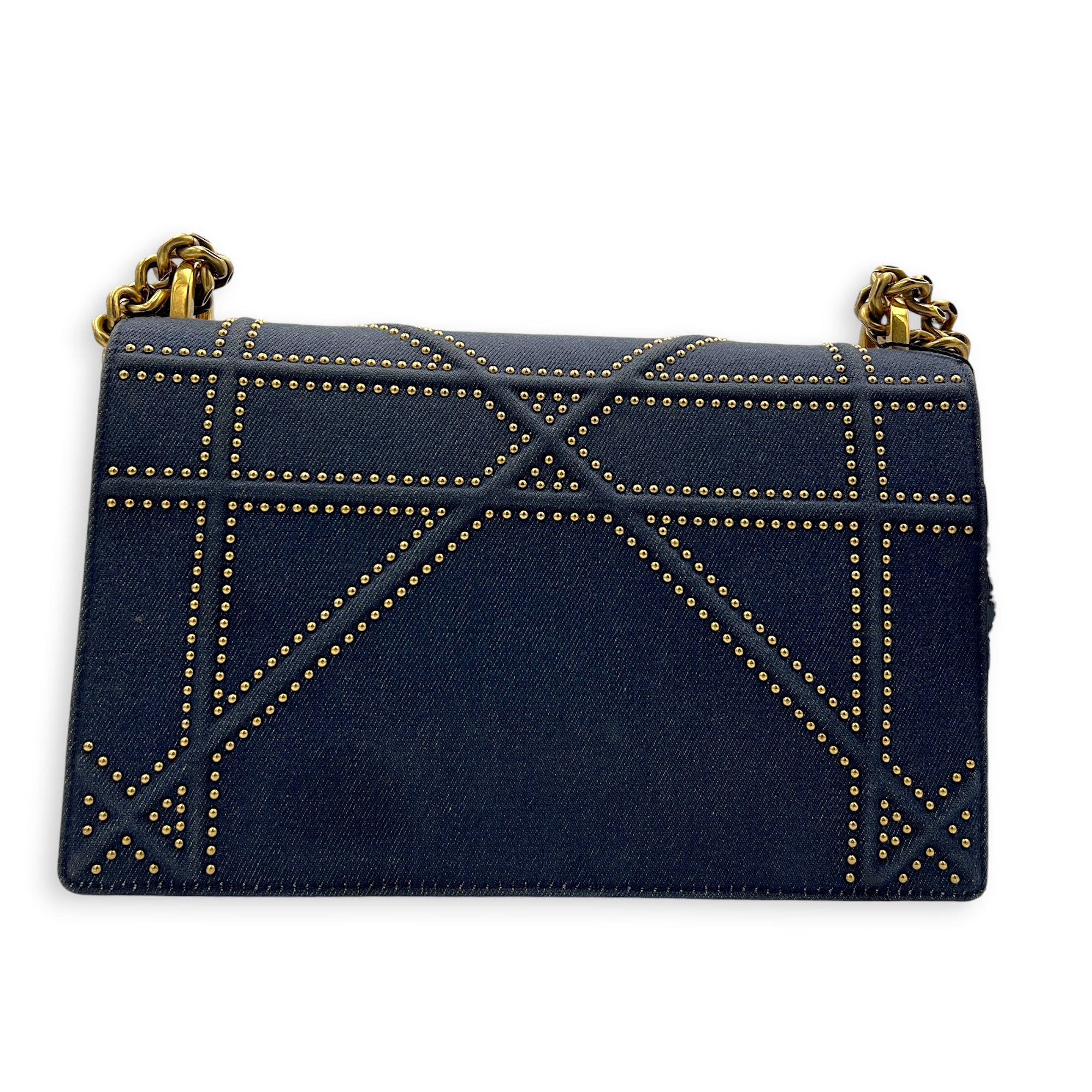 Diorama Shoulder Bag Blue in Denim, Gold hardware