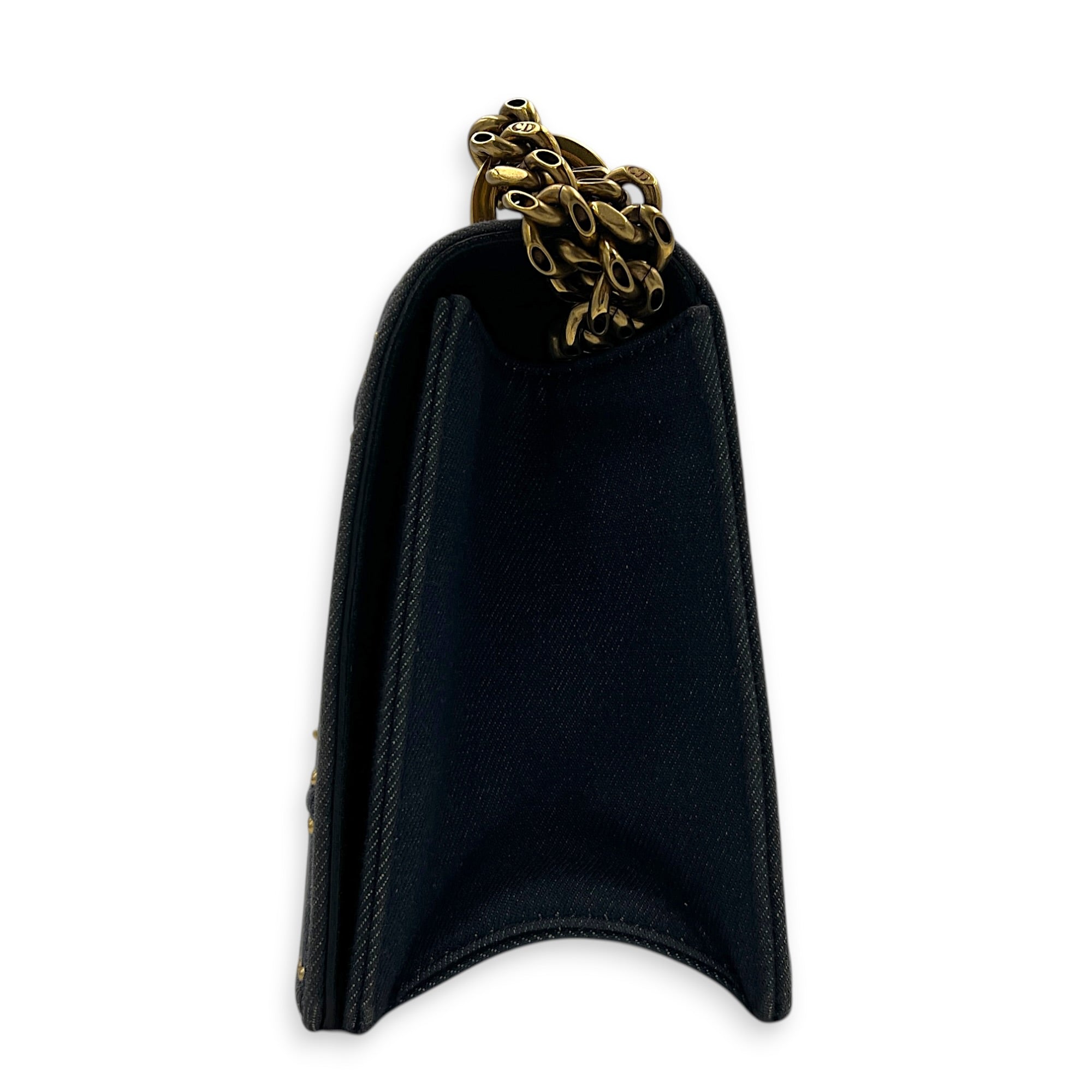 Diorama Shoulder Bag Blue in Denim, Gold hardware