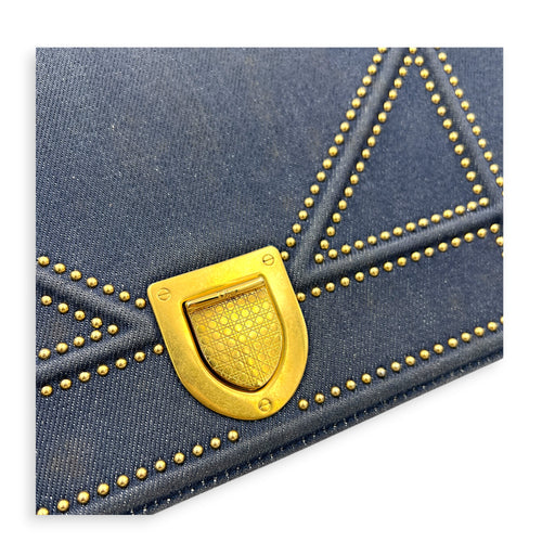Diorama Shoulder Bag Blue in Denim, Gold hardware