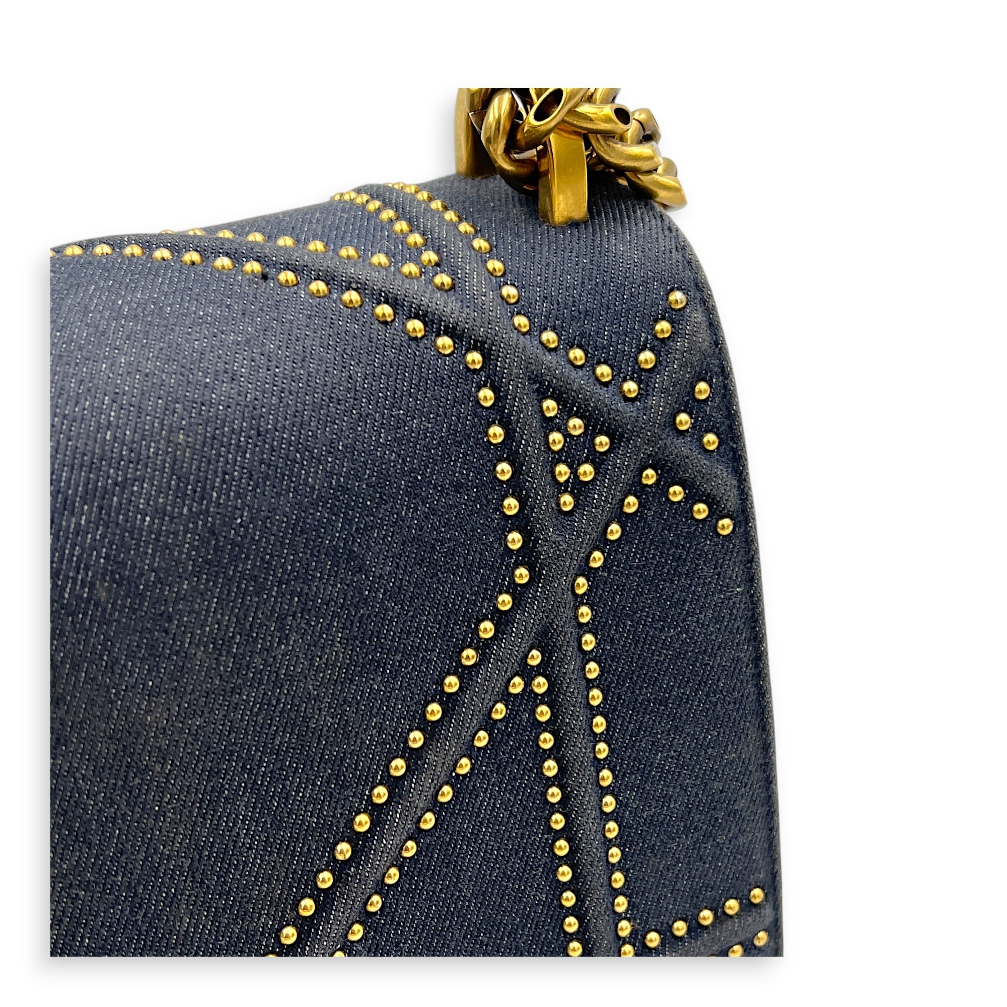 Diorama Shoulder Bag Blue in Denim, Gold hardware