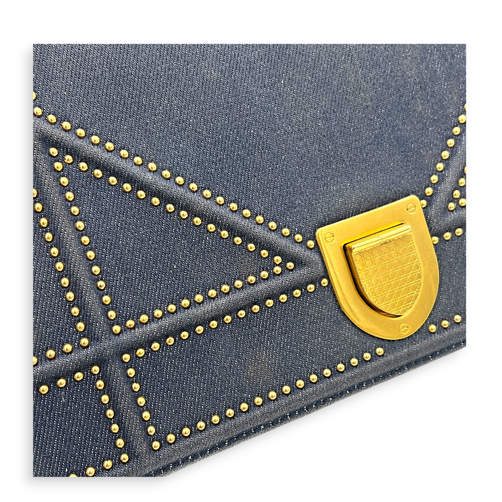 Diorama Shoulder Bag Blue in Denim, Gold hardware