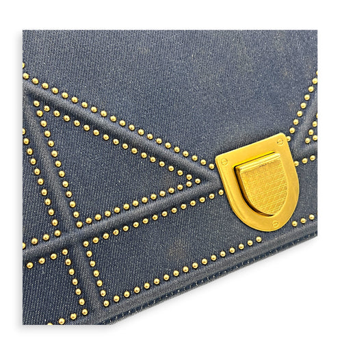 Diorama Shoulder Bag Blue in Denim, Gold hardware