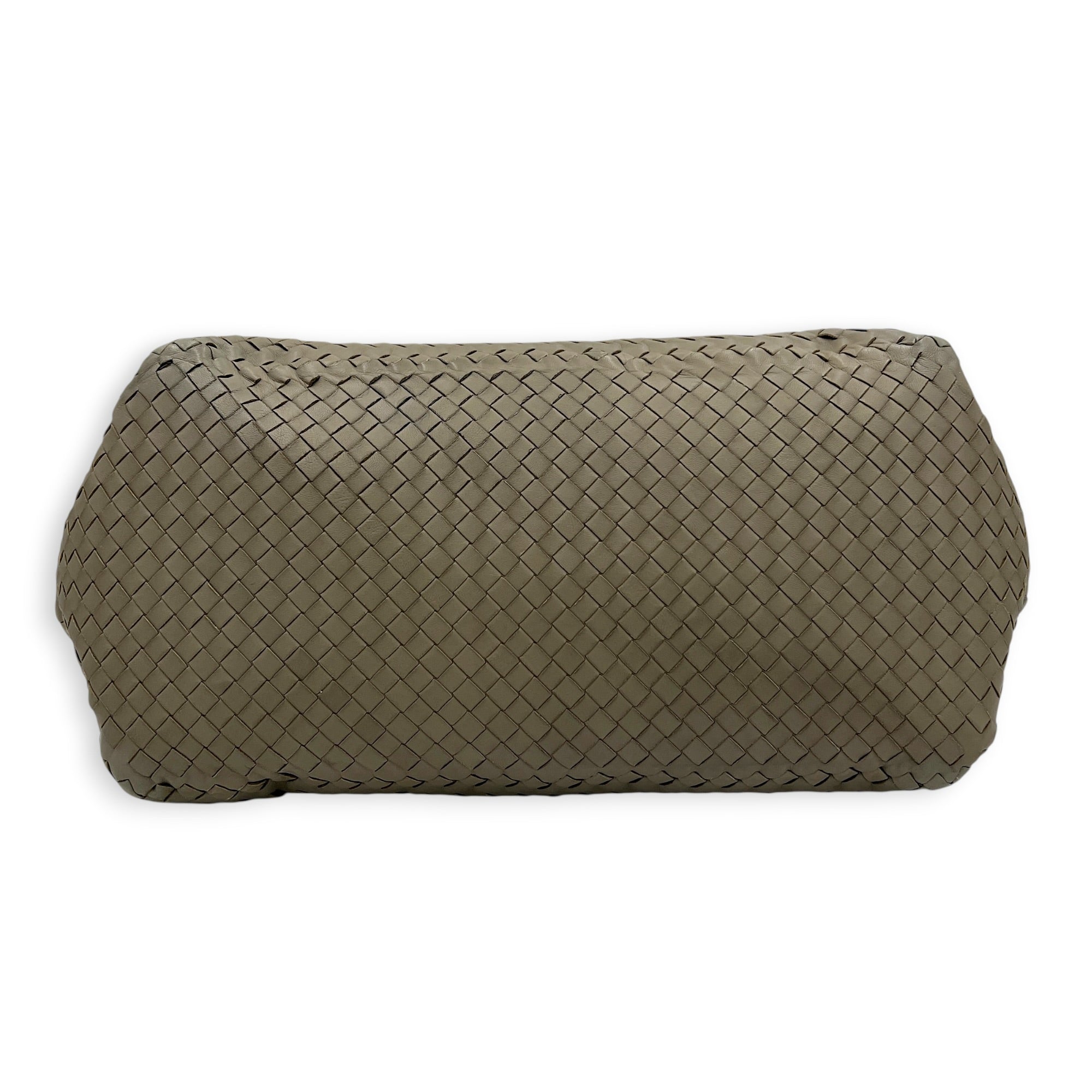 Intrecciato Shoulder Bag Beige in Lambskin, Ruthenium hardware