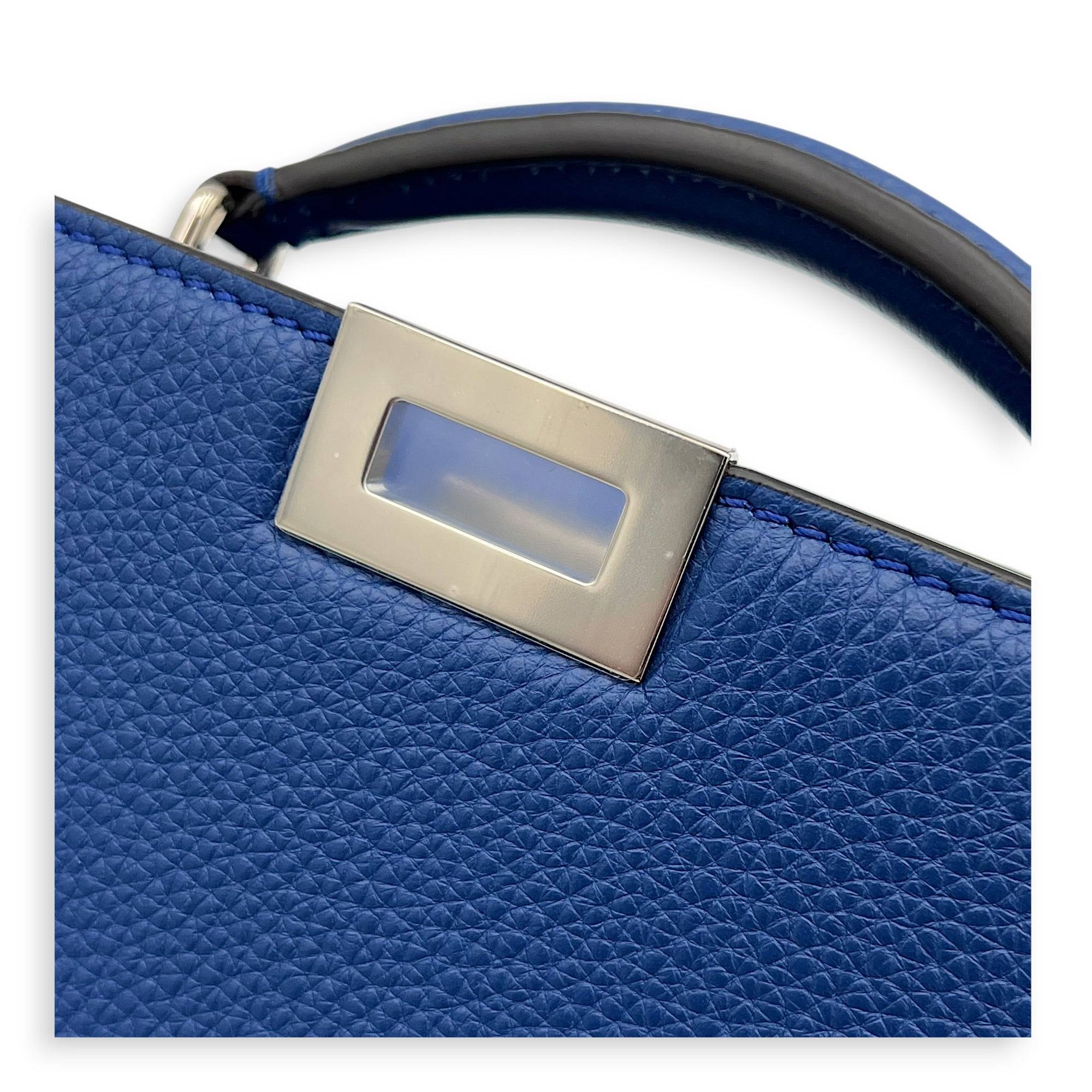 Peekaboo Shoulder Bag Blue in Calfskin, Silver hardware