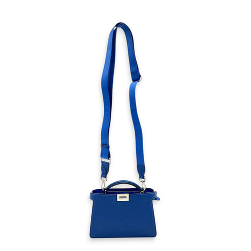 Peekaboo Shoulder Bag Blue in Calfskin, Silver hardware