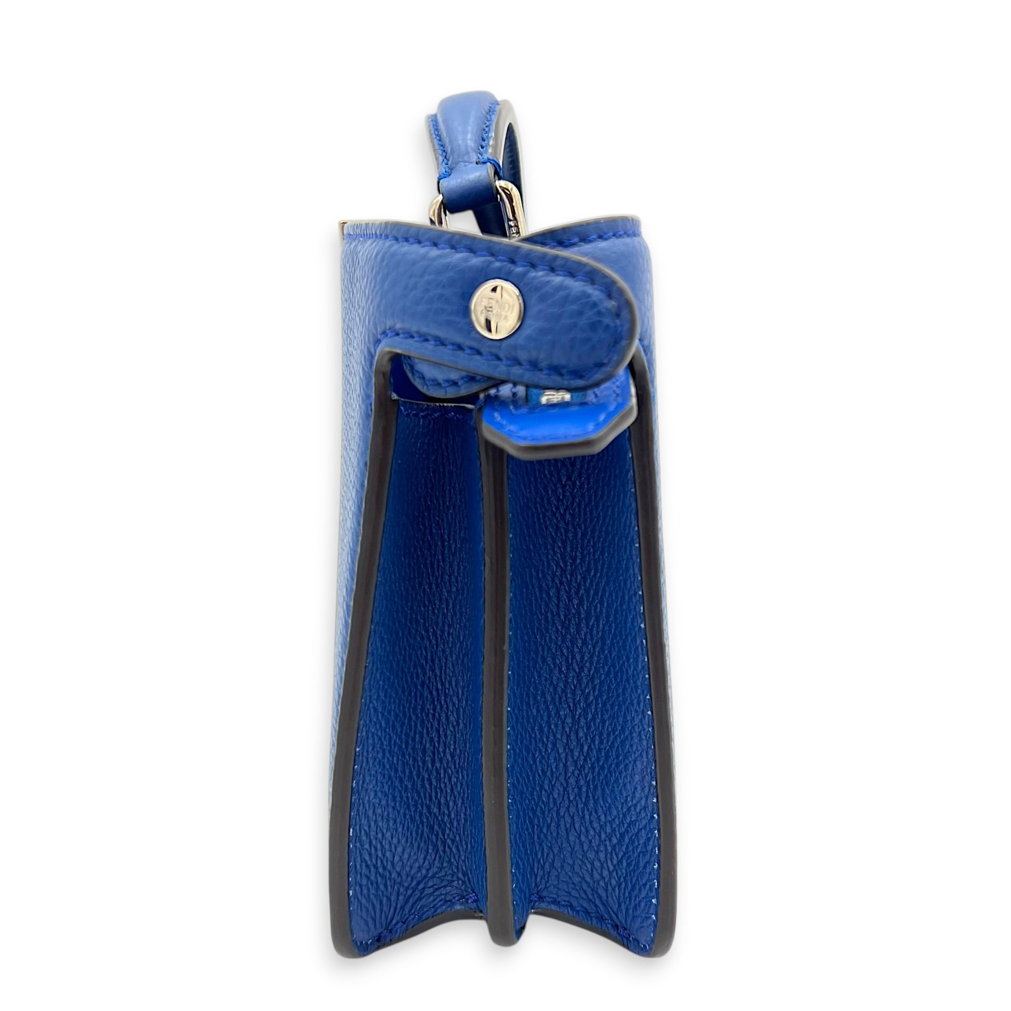 Peekaboo Shoulder Bag Blue in Calfskin, Silver hardware