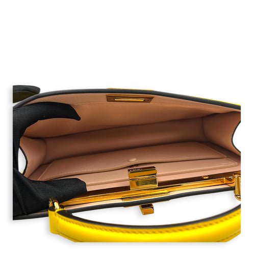 Peekaboo Top Handle Bag Yellow in Calfskin, Gold hardware